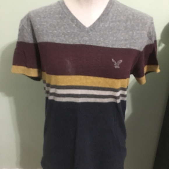 Striped V neck tee shirt - Picture 1 of 1